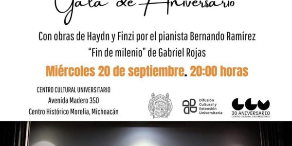 Hoy concierto de gala por aniversario del Centro Cultural Universitario de la UMSNH